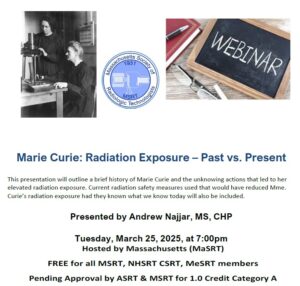 Webinar- Marie Curie: Radiation Exposure – Past vs. Present @ via Zoom