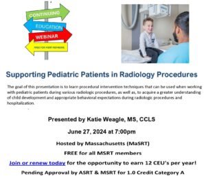 Webinar - Supporting Pediatric Patients in Radiology Procedures @ Via Zoom